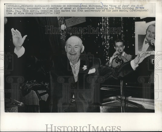 1967 Press Photo Bandleader Paul Whiteman honored at his birthday, Pennsylvania - Historic Images