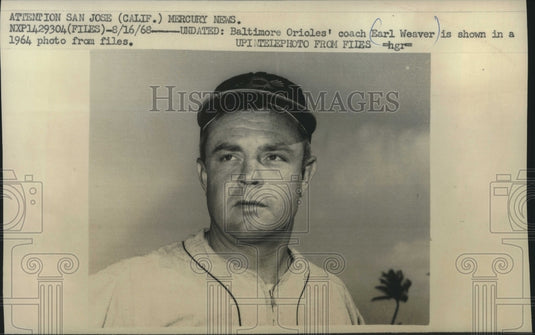 1964 Press Photo Baltimore Orioles' coach Earl Weaver - mjc25129 - Historic Images