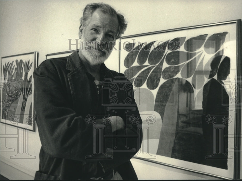 1987 Press Photo Carroll Summers And Some Of His Work At David Barnett Gallery - Historic Images