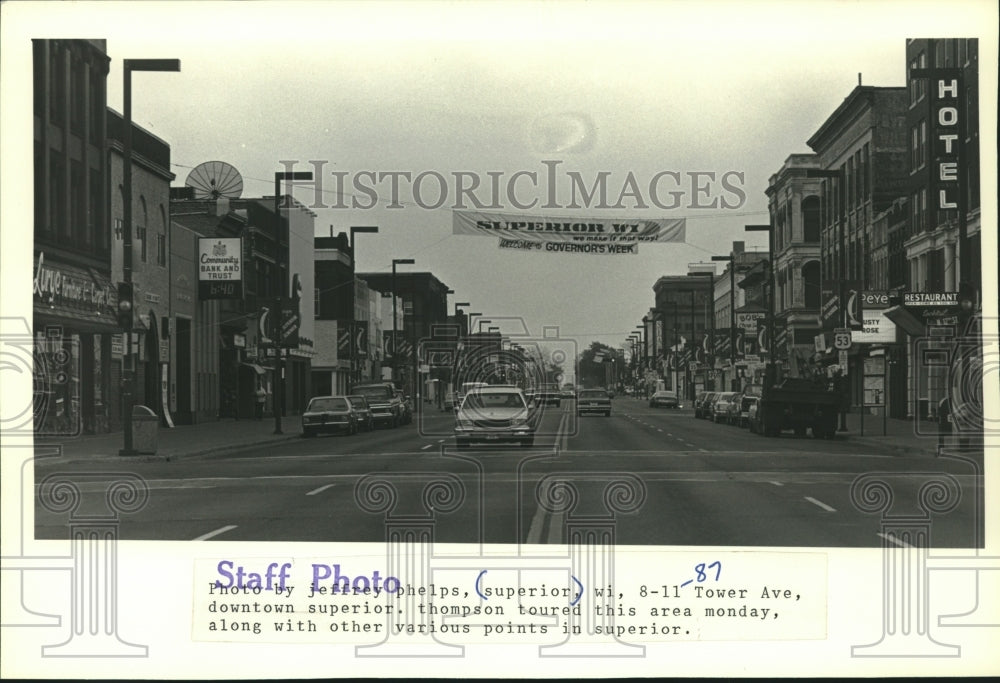 1983 Press Photo Tower Avenue in Superior Wisconsin - mjc25205 - Historic Images