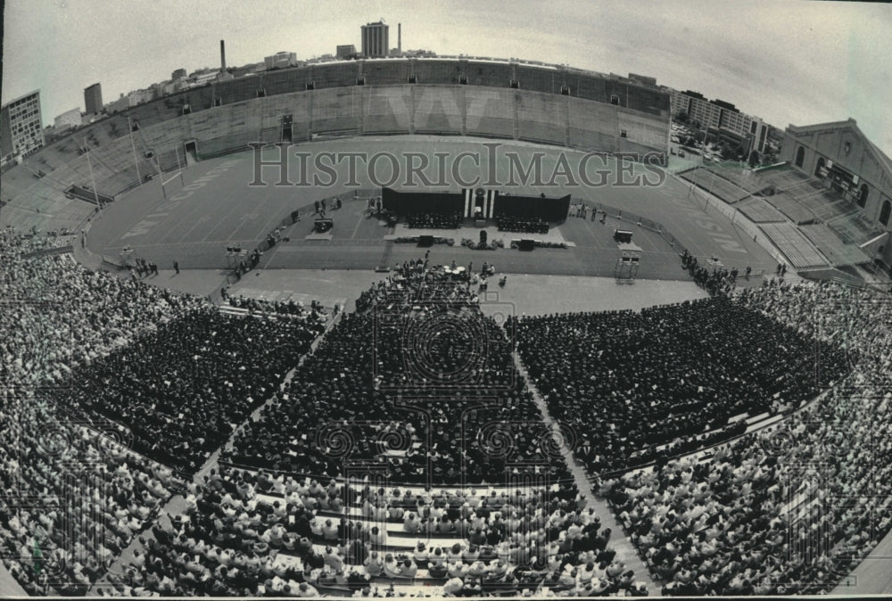 1986 UW-Madison graduation ceremonies at Camp Randall Stadium - Historic Images