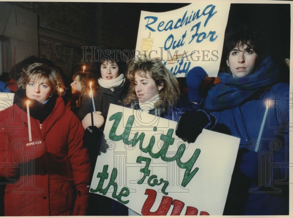 1989 UW-Madison Students Gather For Candlelight Vigil For Protest - Historic Images