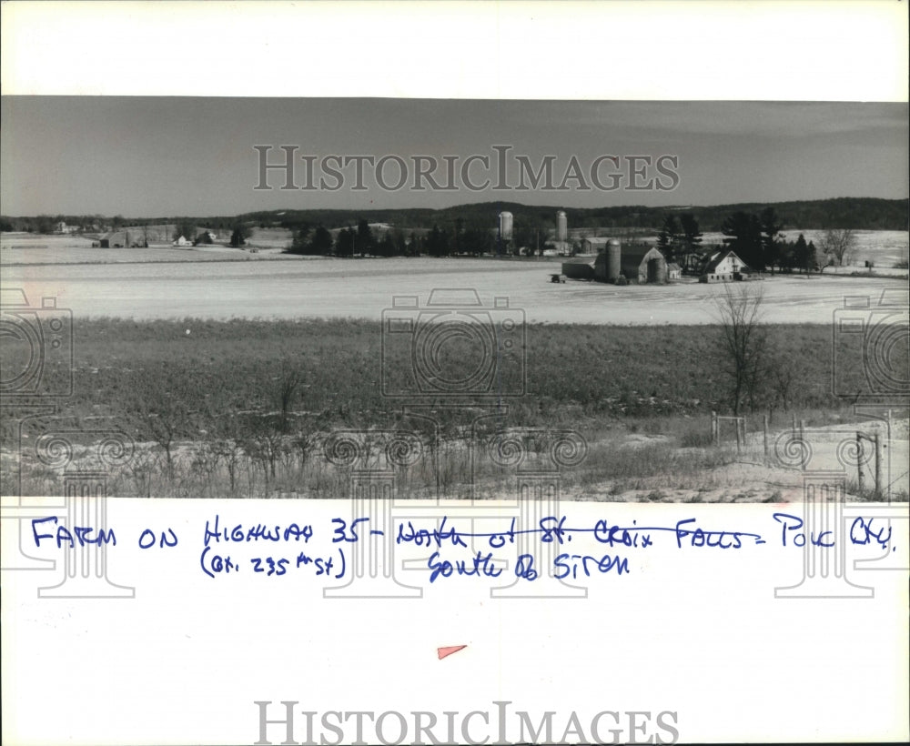 1995, Snowy fields on a farm in Siren, Wisconsin - mjc25257 - Historic Images