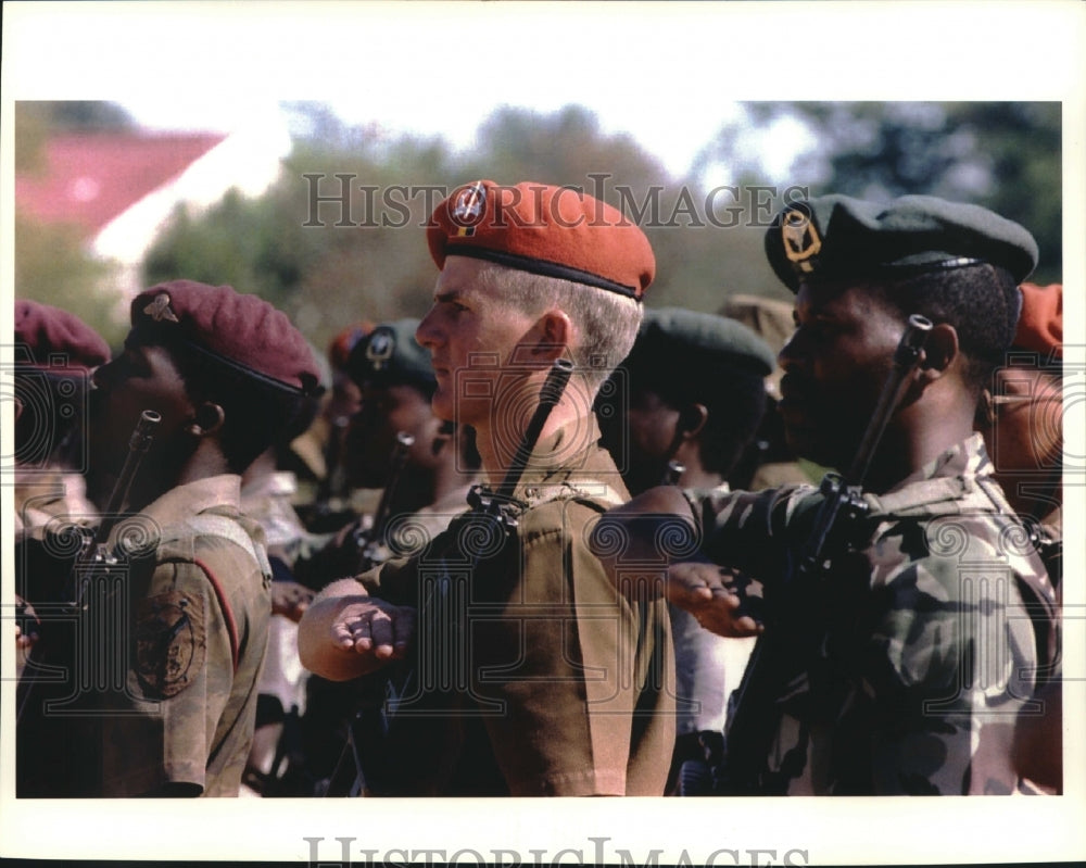 1994, New force soildiers, guerrillas, troops training, South Africa. - Historic Images