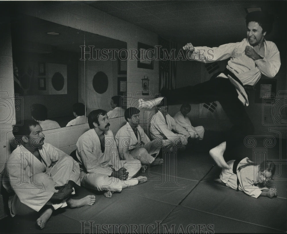 1984 Washington County Clerk Jon Sanfilippo Demonstrates Flying Kick - Historic Images
