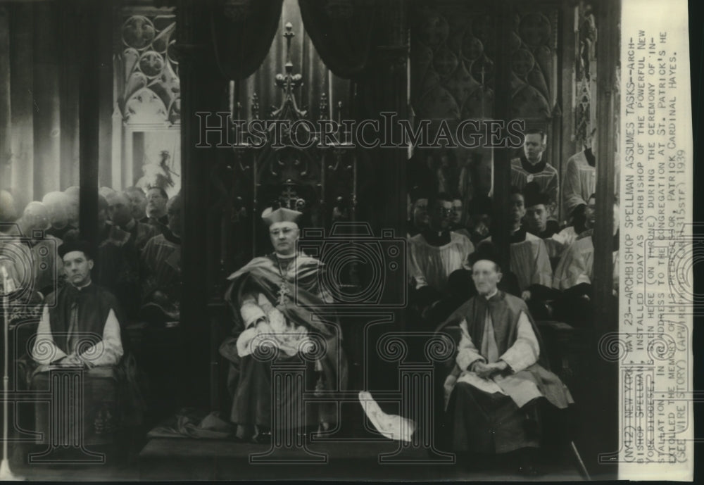 1939 Press Photo Archbishop Spellman, installed as Archbishop of New York - Historic Images