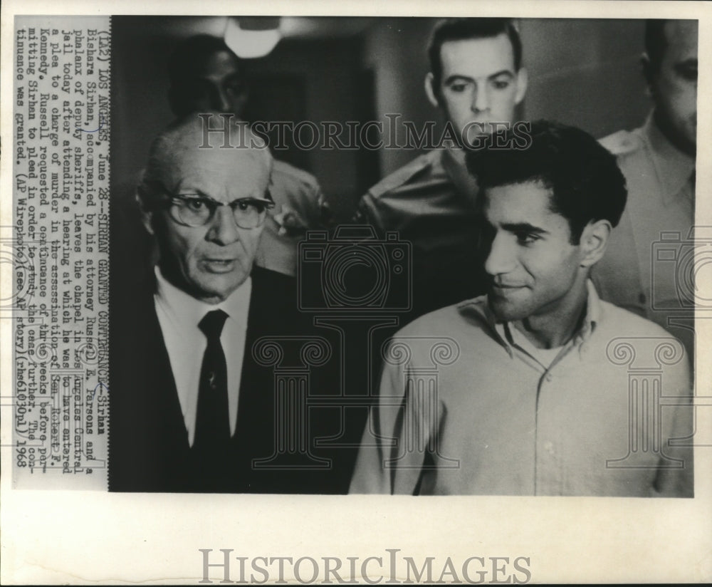 1968 Sirhan B. Sirhan leaves chapel in LA Central jail with attorney - Historic Images