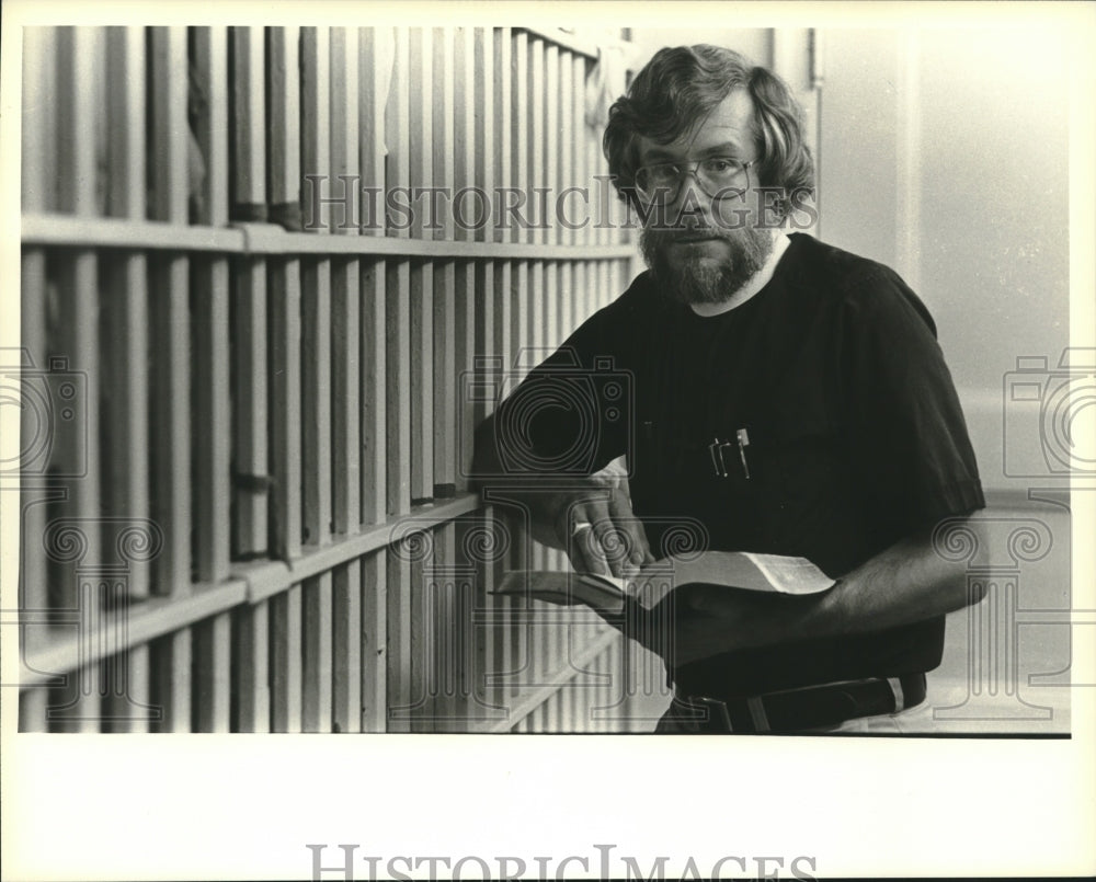 1981, Father John Shaver at the Safety Building - mjc25593 - Historic Images