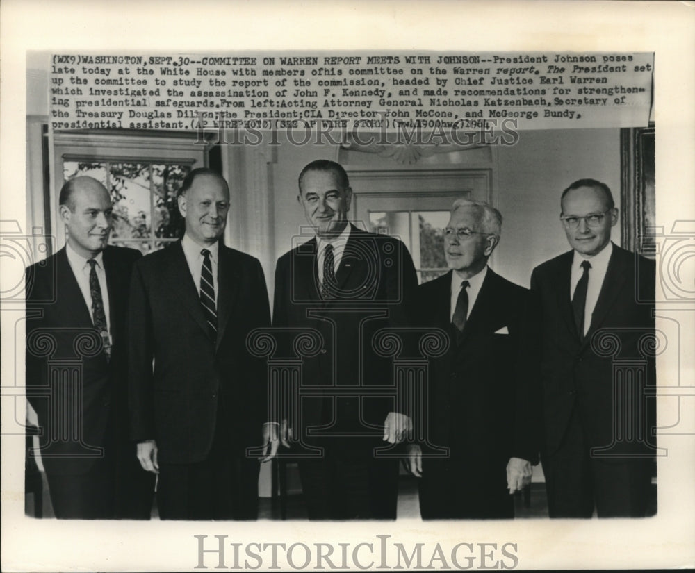 1964, President Johnson with committee members in the White House - Historic Images