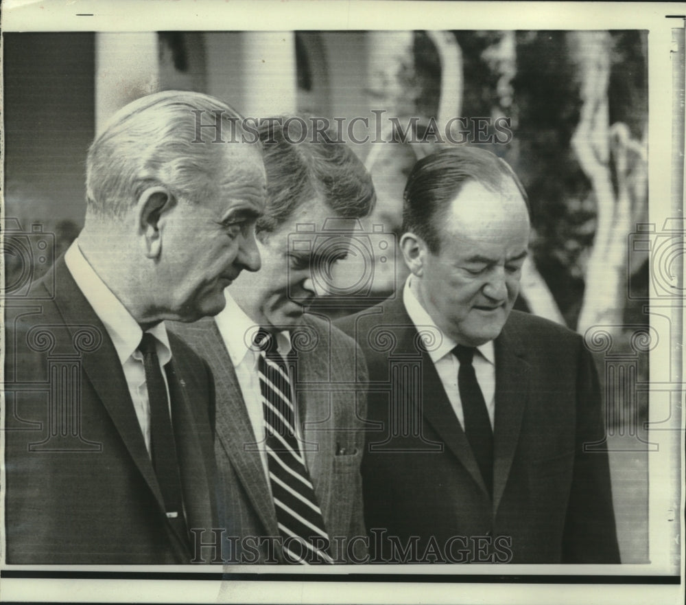 1967, Pres. Johnson with Cyrus Vance &amp; Vice Pres. Humphrey - Historic Images