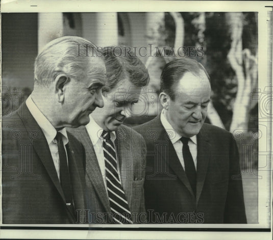 1967, Pres. Johnson with Cyrus Vance & Vice Pres. Humphrey - Historic Images