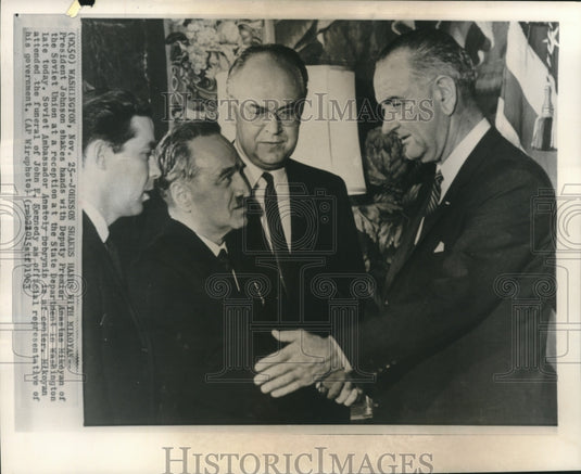 1963, President Johnson & Soviet Premier Anastas Mikoyan, Washington - Historic Images