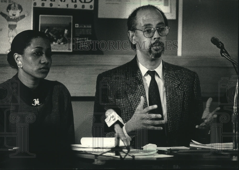 1989, Milwaukee school superintendent Robert S. Peterkin and deputy - Historic Images