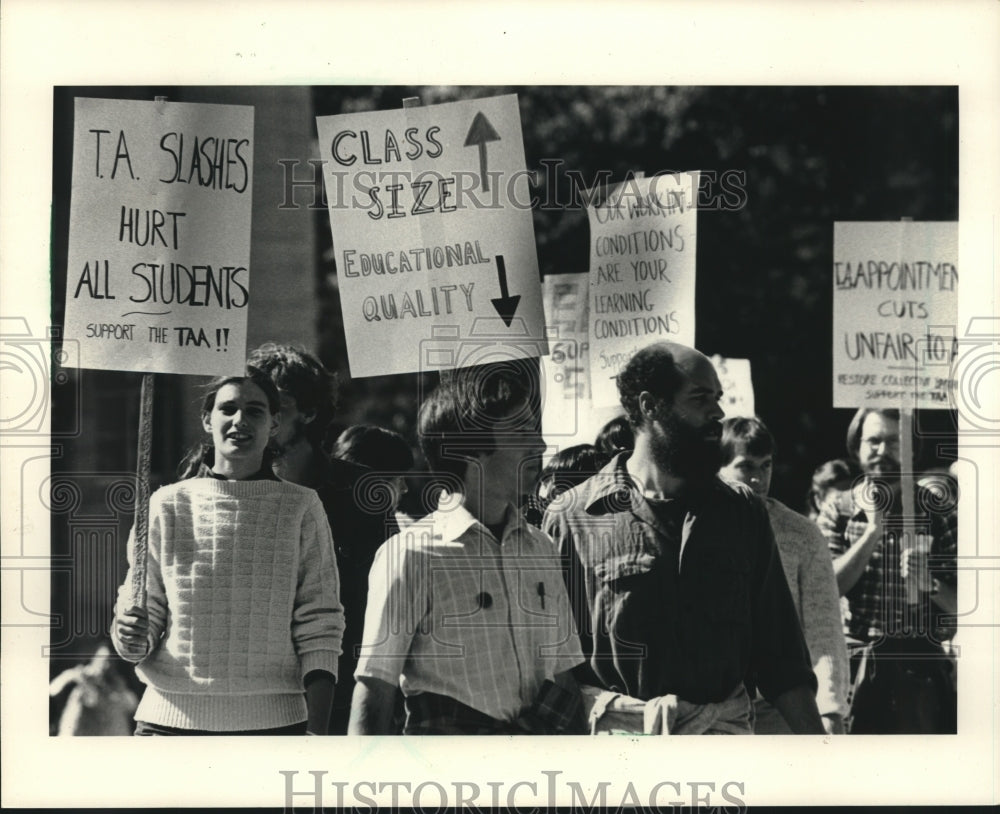 1983 UW-Madison teaching assistants picketing - Historic Images