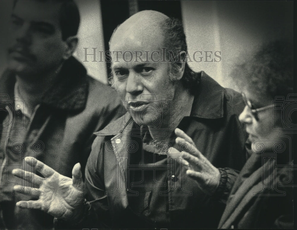 1987, Edwin Holst Gestures During Sturtevant Village Board Meeting - Historic Images