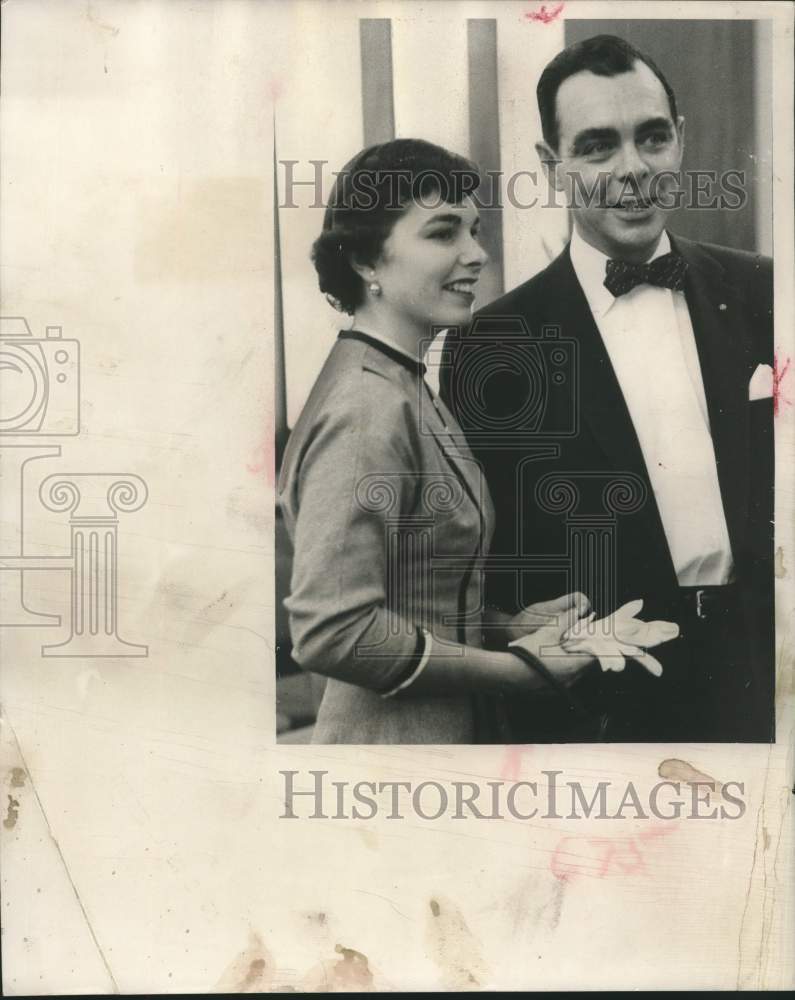 1957, Morton Spence at MAC luncheon with his daughter Sukie - Historic Images