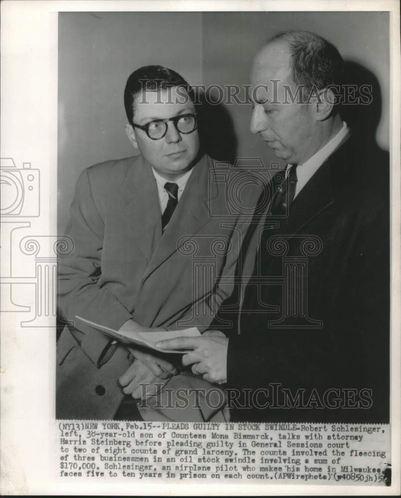 1956, Robert Schlesinger & his attorney Harris Steinberg, New York - Historic Images