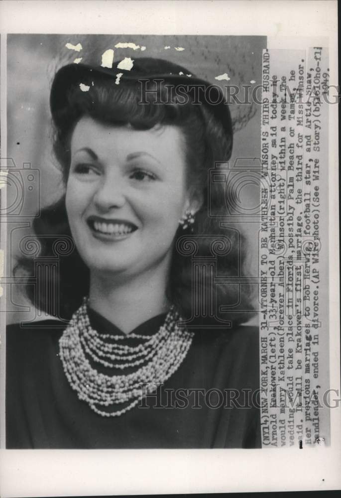 1949, Author Kathleen Winsor to Marry Third Husband - mjc26278 - Historic Images