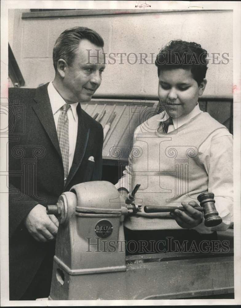 1958, Michael Macros, 13, with Walter A. Teipei, Boys&#39; Club Milwaukee - Historic Images