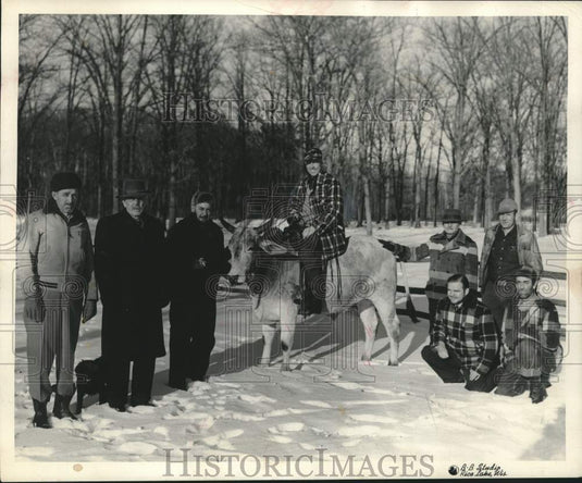 1953, Bull and others at Rice Lake Knapp-Stout Early Times Day parade - Historic Images