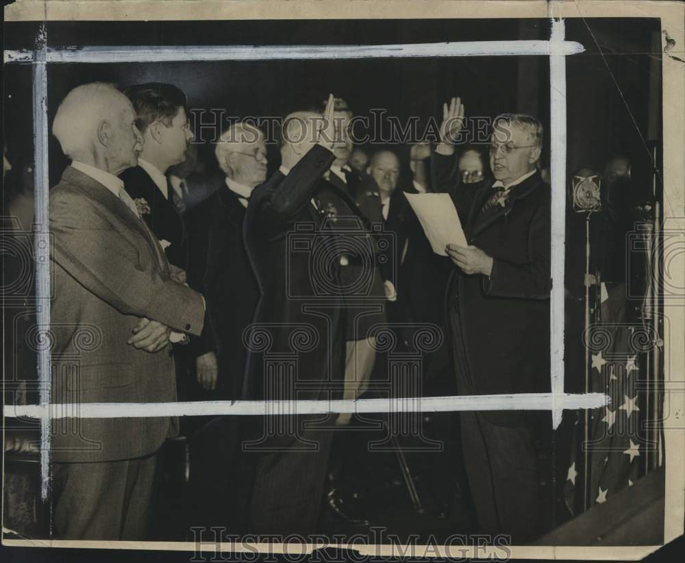 1933, Wisconsin Governor Albert G. Schmedeman taking oath of office - Historic Images