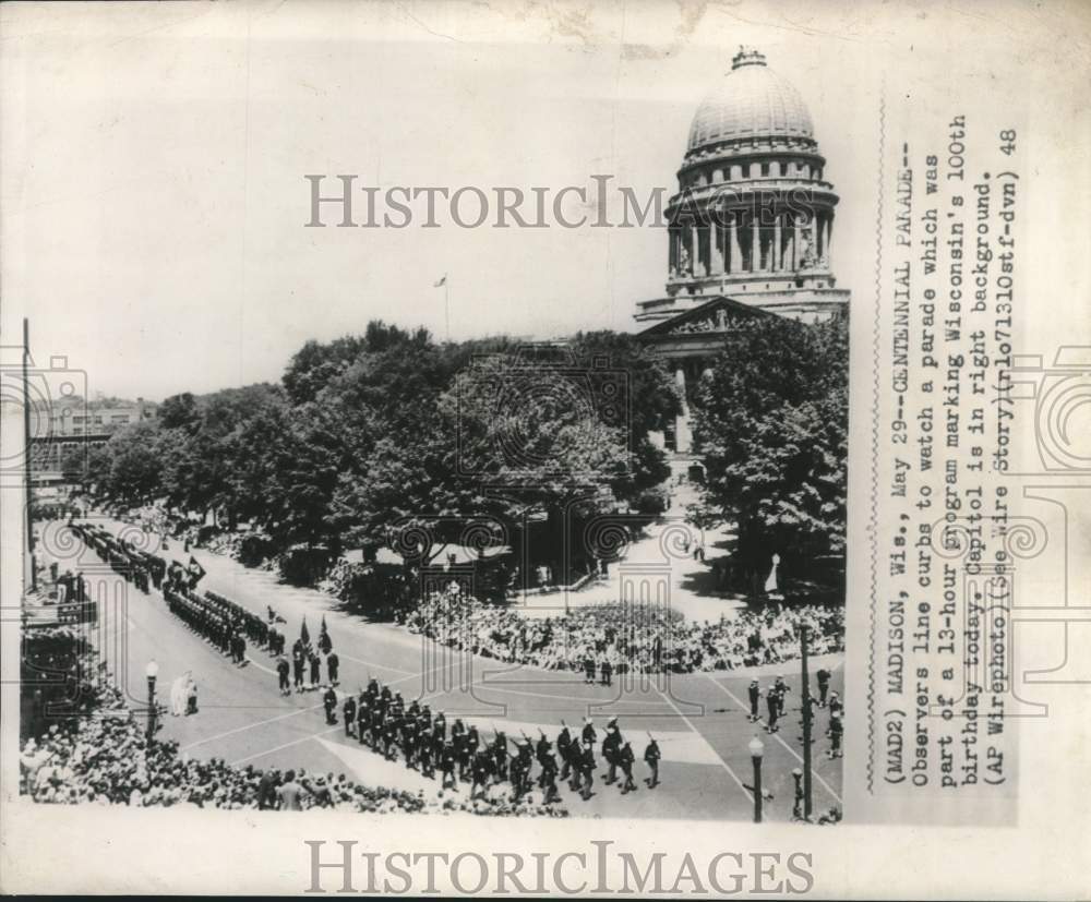 1948, Wisconsin state centennial parade at the capitol, Madison - Historic Images