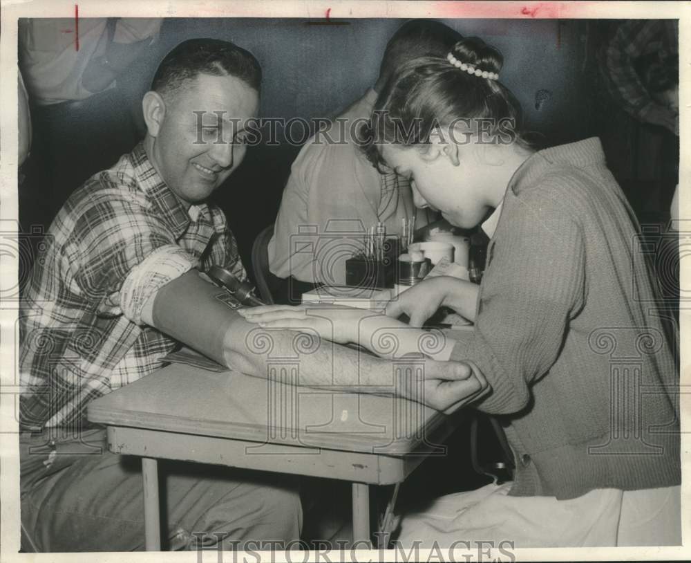 1958, Herbert Possley at Milwaukee Mobile Blood Bank, Port Washington - Historic Images
