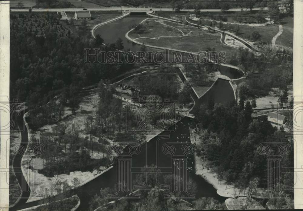 1940, Aerial view of Iverson Park at Stevens Point - mjc27237 - Historic Images