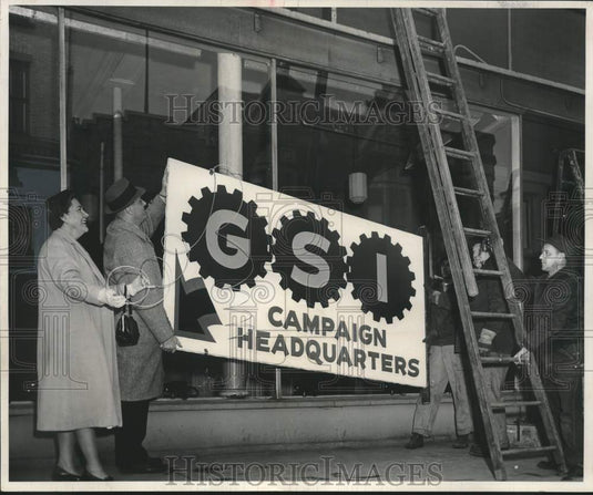 1957, Sheboygan-Mrs. W.G.Meier & Roger Graefe Help With Campaign - Historic Images