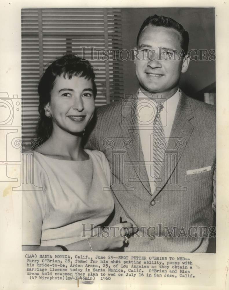 1960 Press Photo Shot-put star Parry O&#39;Brien &amp; Arden Arena, California- Historic Images