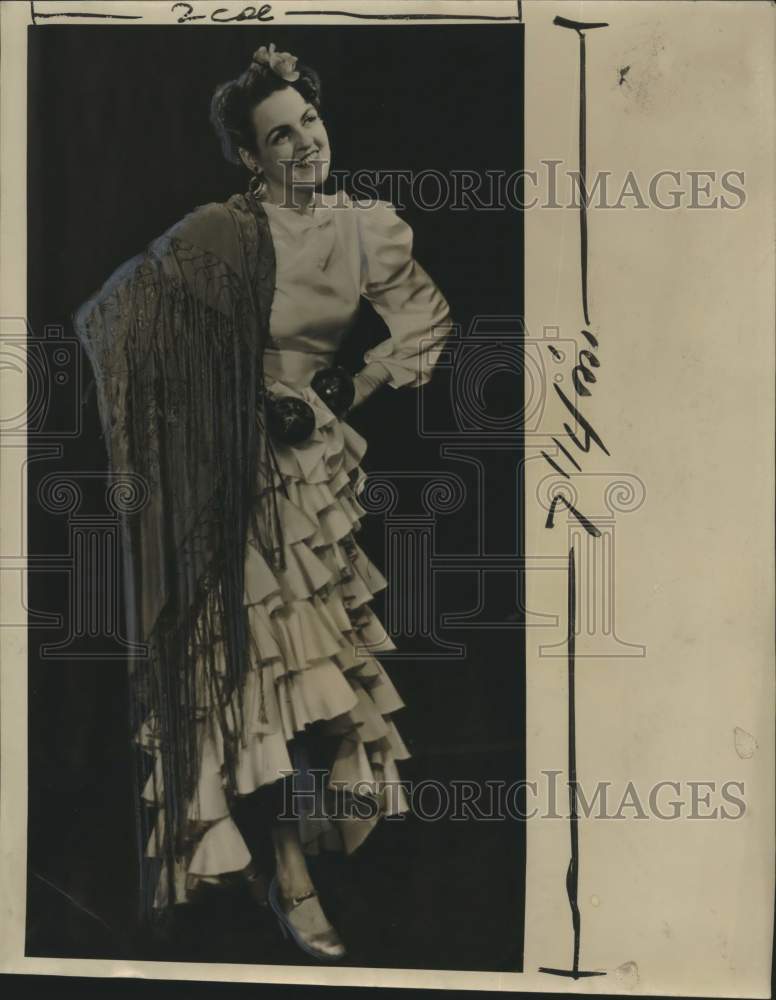 1945, Sylvia Orth Weber in cuban dance costume, Wauwatosa, Wisconsin - Historic Images