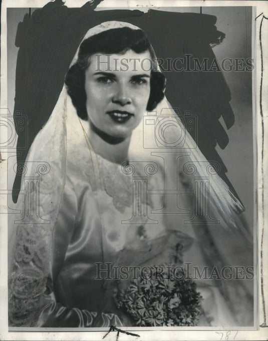 1950, Bride in her wedding gown - mjc27493 - Historic Images