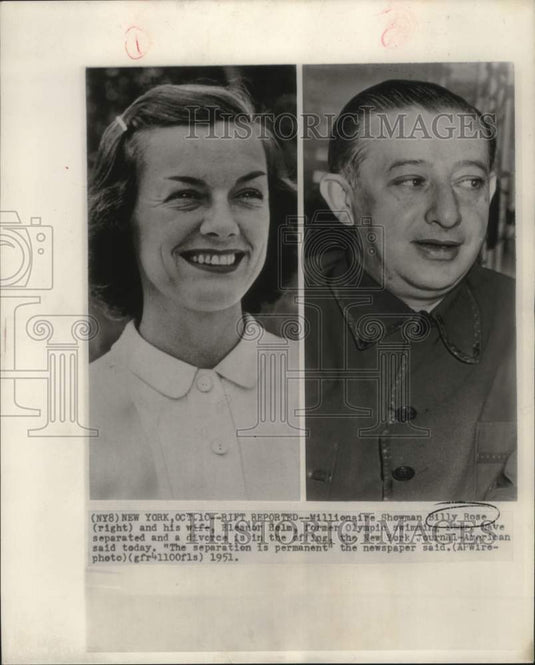 1951, Billy Rose, Showman, and Wife Eleanor Helm, Swimmer - mjc27563 - Historic Images