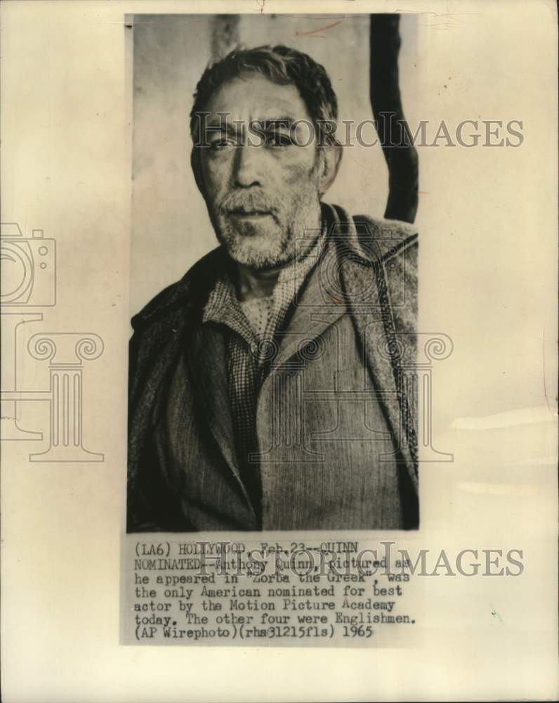 1965 Press Photo Anthony Quinn in &quot;Zorba the Greek&quot; - mjc27741- Historic Images