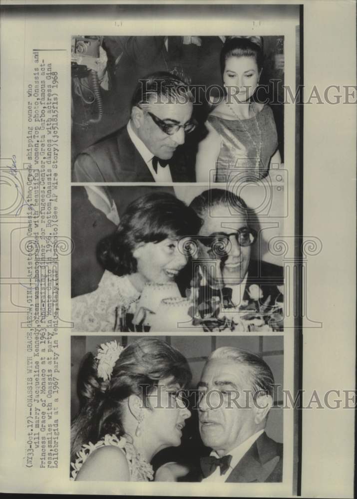 1956, Aristotle Onassis in photos with Grace, Greta and Gina - Historic Images
