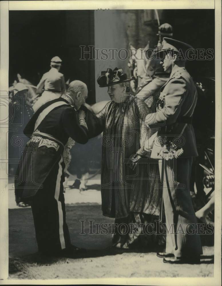 1939, Queen Wilhelmina of the Netherlands visiting Belgium - Historic Images