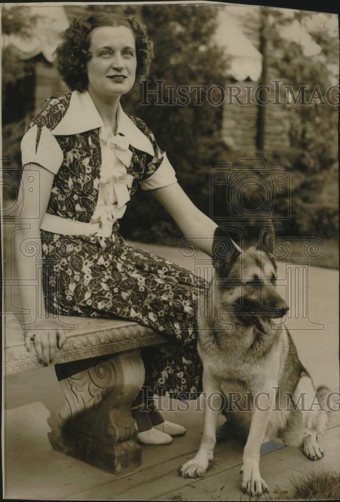1936, Miss Hokanson with her dog Chief, Wisconsin - mjc27935 - Historic Images