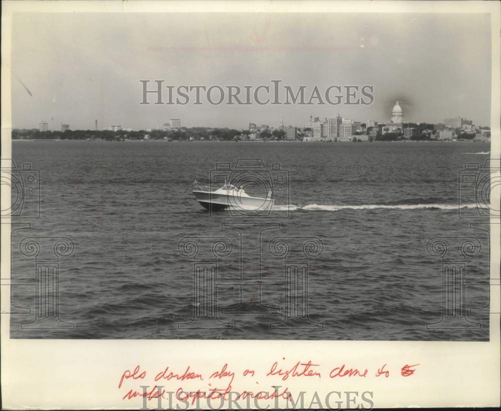 1968 Press Photo Madison, Wisconsin skyline view from Lake Monona - mjc28063- Historic Images