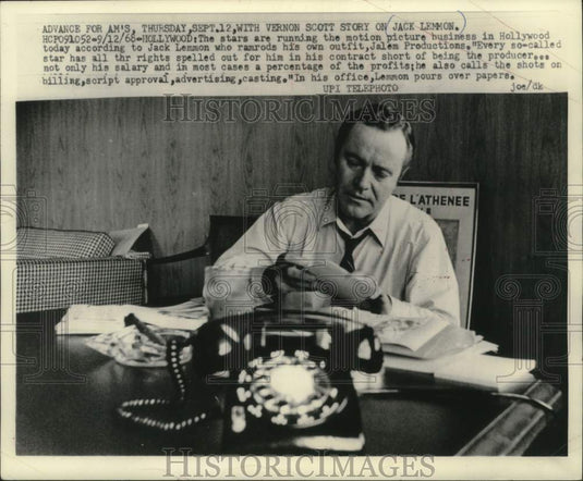 1968, Jack Lemmon of Jalem Productions in his office, Hollywood - Historic Images