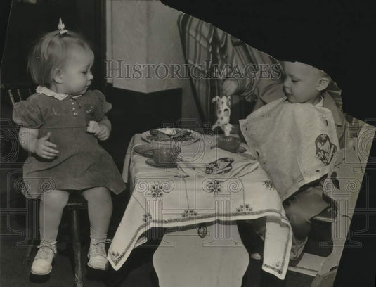 1942, Lorene Gerlach and Wilmer Weber at Mrs. Clarence Weber's home - Historic Images