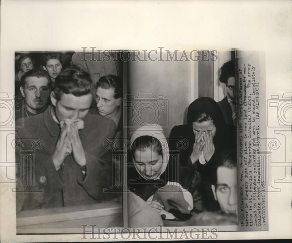 1956 Hungarian refugees arrive at St. Emeric&#39;s Church, Milwaukee. - Historic Images