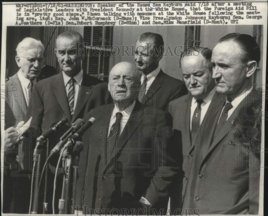1961, House Speaker Sam Rayburn & others news conference, Washington - Historic Images