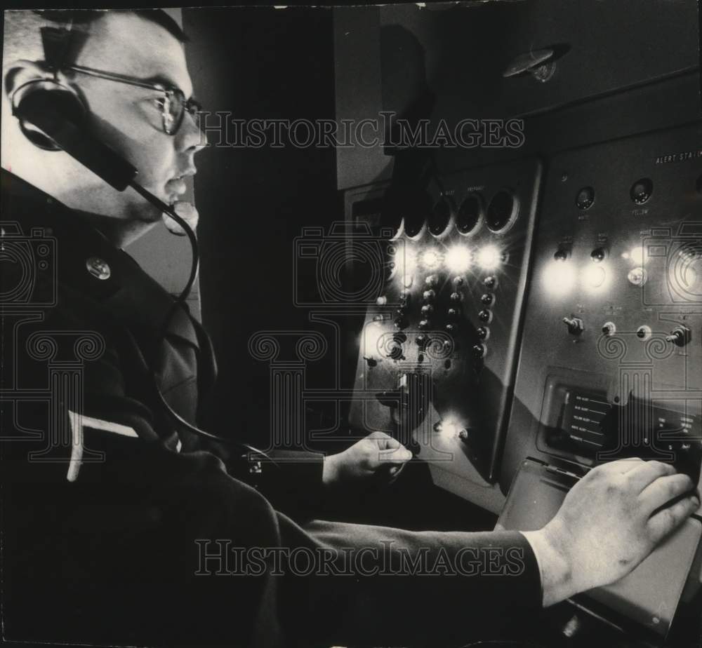 1963, Pfc. Jerry DeArmond operating a console of Nike missile system - Historic Images