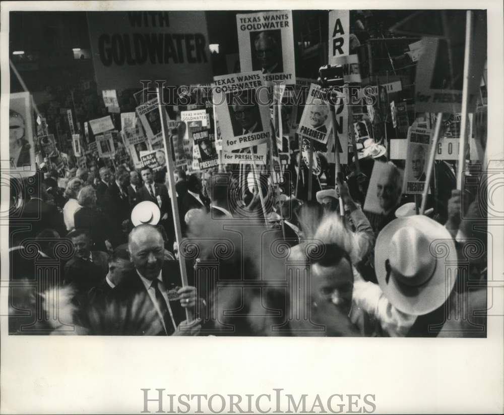 1964, Goldwater demonstration by the Texas delegation at convention - Historic Images