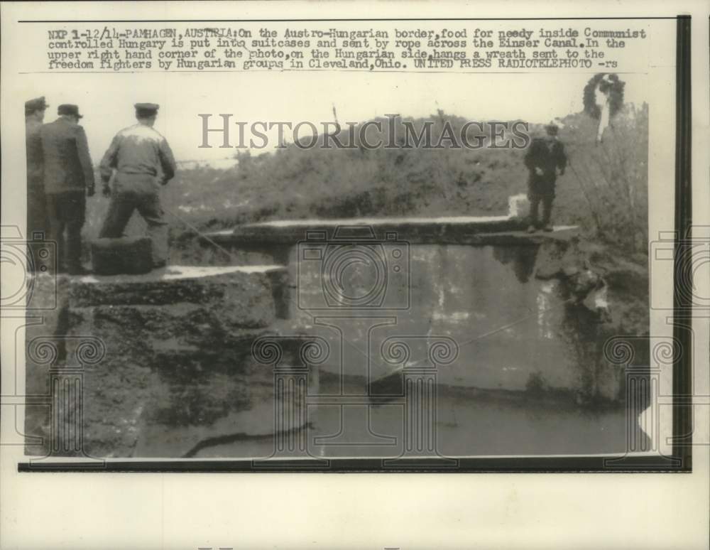 1956 Press Photo Food being sent to the needy in Hungary across Einser Canal-Historic Images