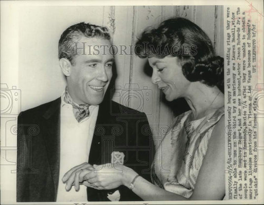1961 Lauren Bacall and new husband Jason Robards Jr., Hollywood - Historic Images