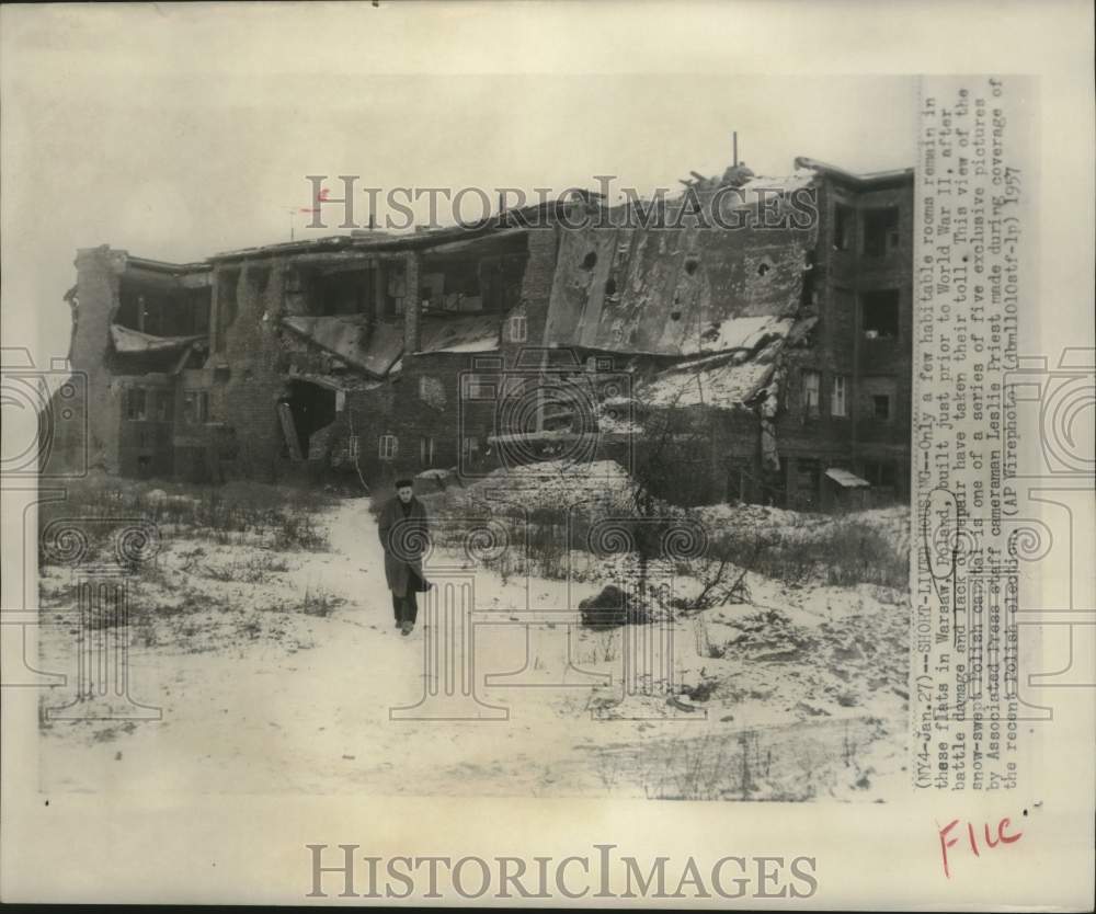 1957, Destroyed flats after World War II in Warsaw, Poland - Historic Images