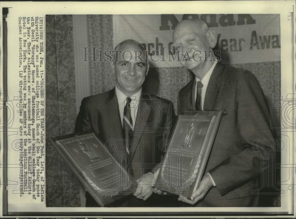 1968 Press Photo Indiana University John Pont Coach of the Year & other New York - Historic Images
