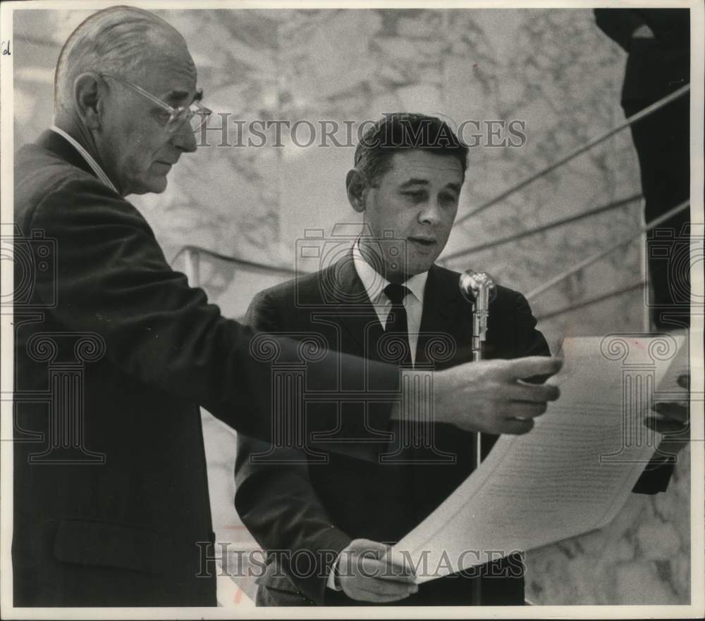 1961, Mayor Maier gives resolution to William G. Brumder Milwaukee - Historic Images