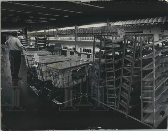 1970, Empty Post Office Mailroom after workers walked out Milwaukee - Historic Images